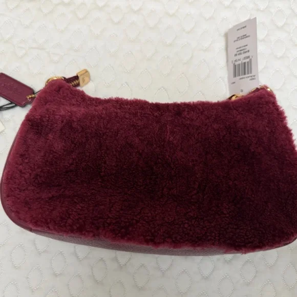 Coach Teri Shoulder Bag (Black Cherry With Coach Motif - Shearling) - Picture 5 of 6